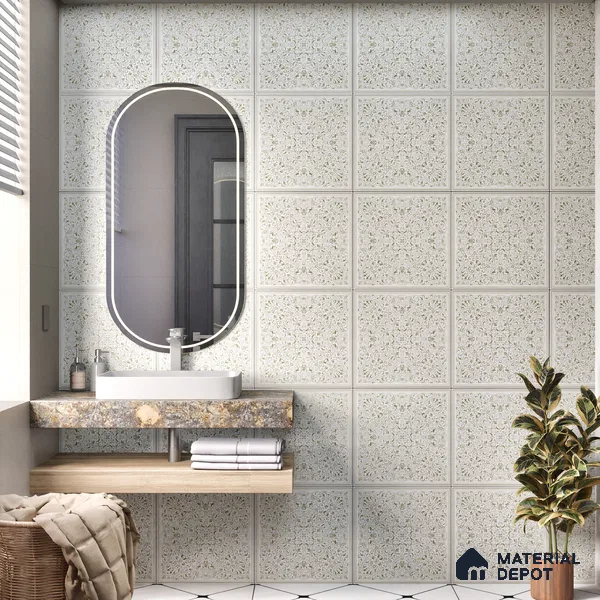 Moroccans Wall & Floor Tile TL 07247 C Olive Lace 1 ft x 1 ft Ceramic Matte Finish - 9 mm | 2 mm Spacer is Mandatory | Suitable For Bathroom, Kitchen, Dining Area | Please Expect a Slight Variation of Pattern